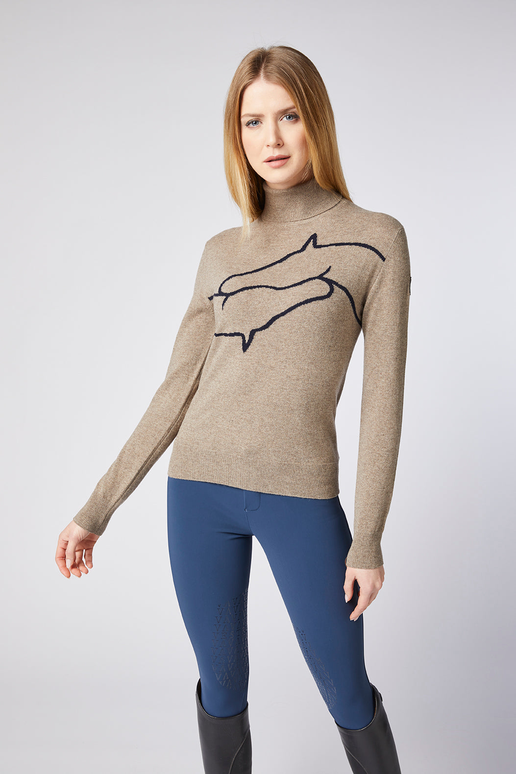 Vestrum Stickad tröja Oyace Hazelnut/Blue - Lead Sports AB
